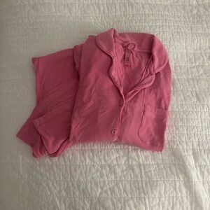 SKIMS bubblegum pink ribbed pajama set